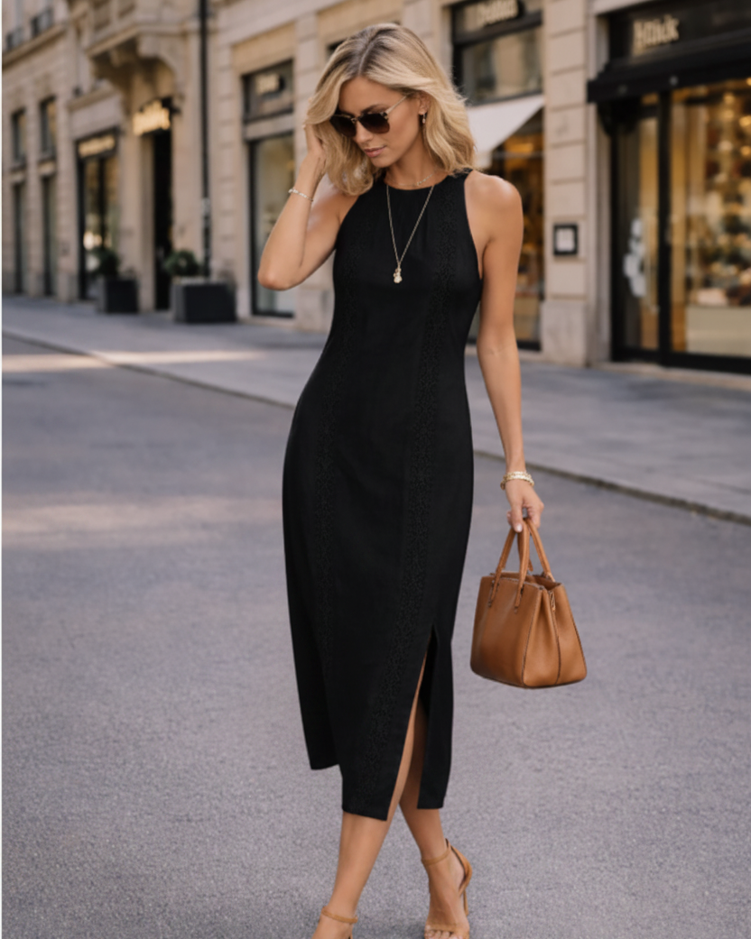 Black Halter Midi Dress – Editorial Fashion