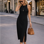 Black Halter Midi Dress – Editorial Fashion