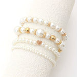 Conjunto de 4 Pulseiras com Pérolas
