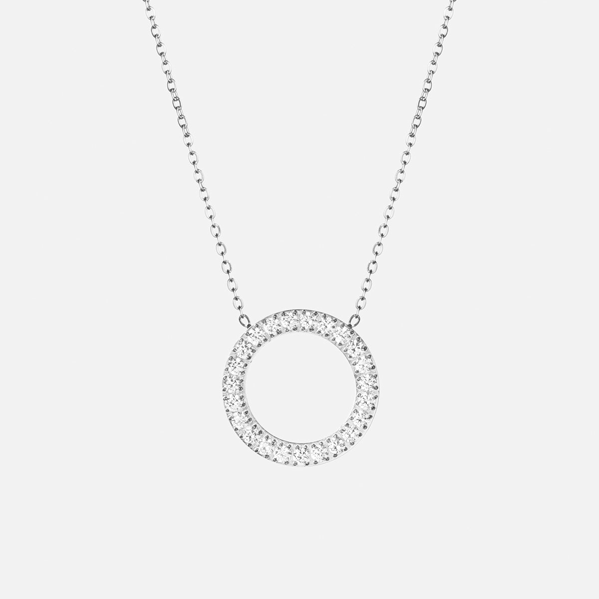 Colar Órbita Zircónias prateado 20 mm