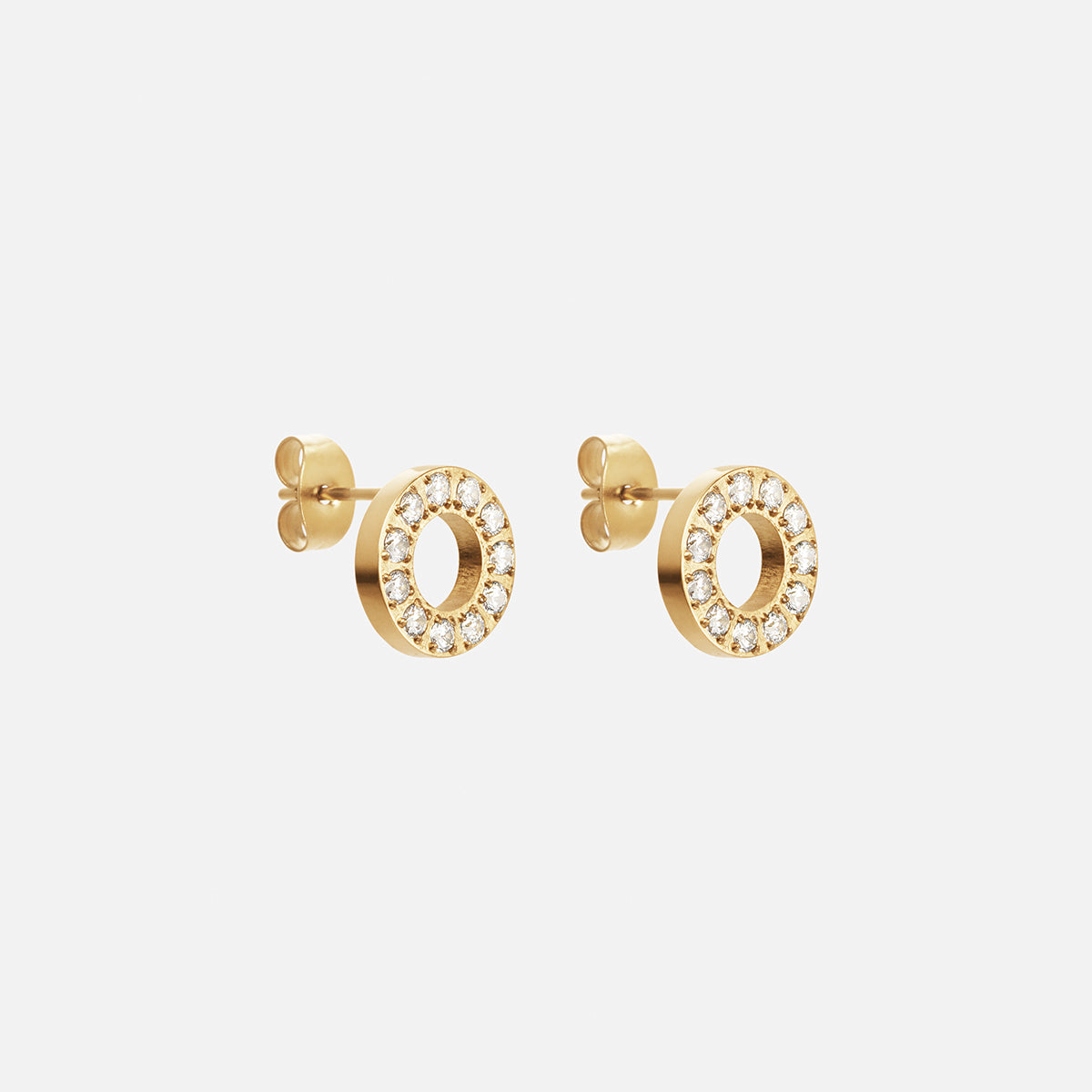 Brincos Órbita Zircónias dourado