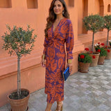 Vestido midi com estampado