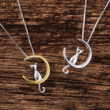 Collier élégant chat et croissant de lune