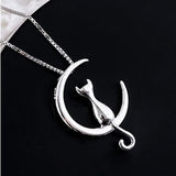 Collier élégant chat et croissant de lune