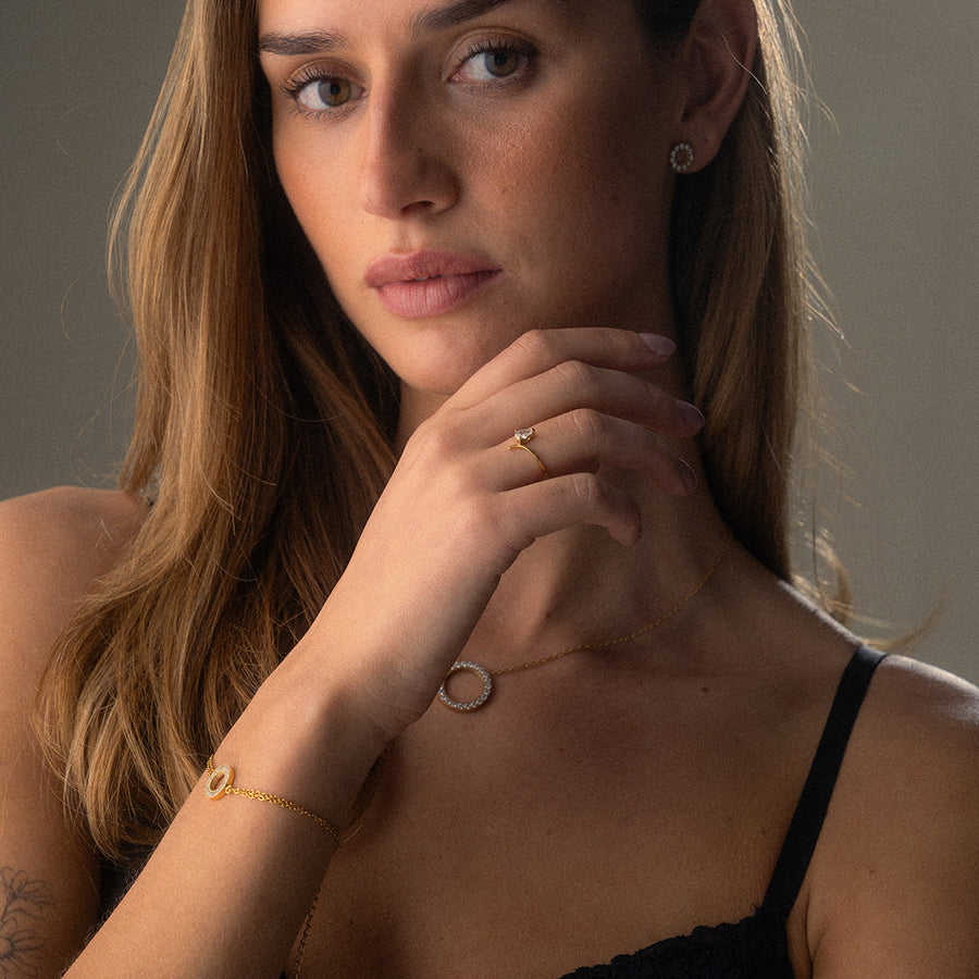 Pulseira Órbita Zircónias Dourado