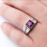 Anel Cristal Quadrado Vintage