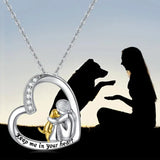 Collier en argent sterling 925 – Motif cœur et chien avec zircone