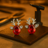 Boucles d'oreilles clous en cristal renne festif