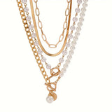 Conjunto de Colares Sobrepostos com Pérolas