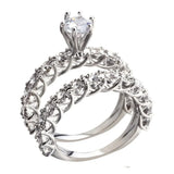 Conjunto de Anéis Flor de Cristais