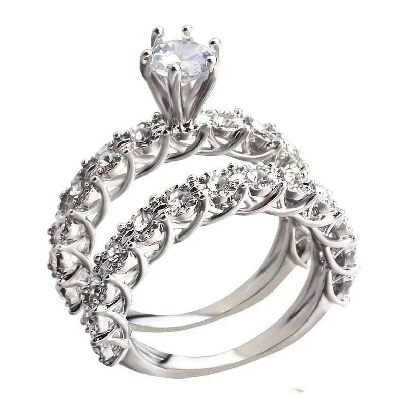 Conjunto de Anéis Flor de Cristais