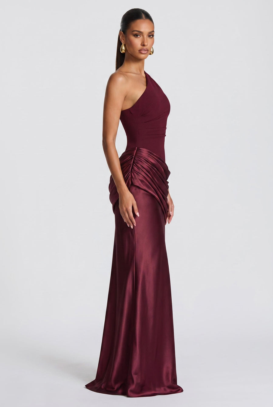 Eva | Vestido comprido tubinho franzidos em crepe elástico