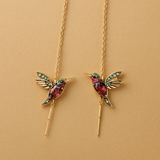 Boucles d'oreilles Colibri en émail et oxydes de zirconium