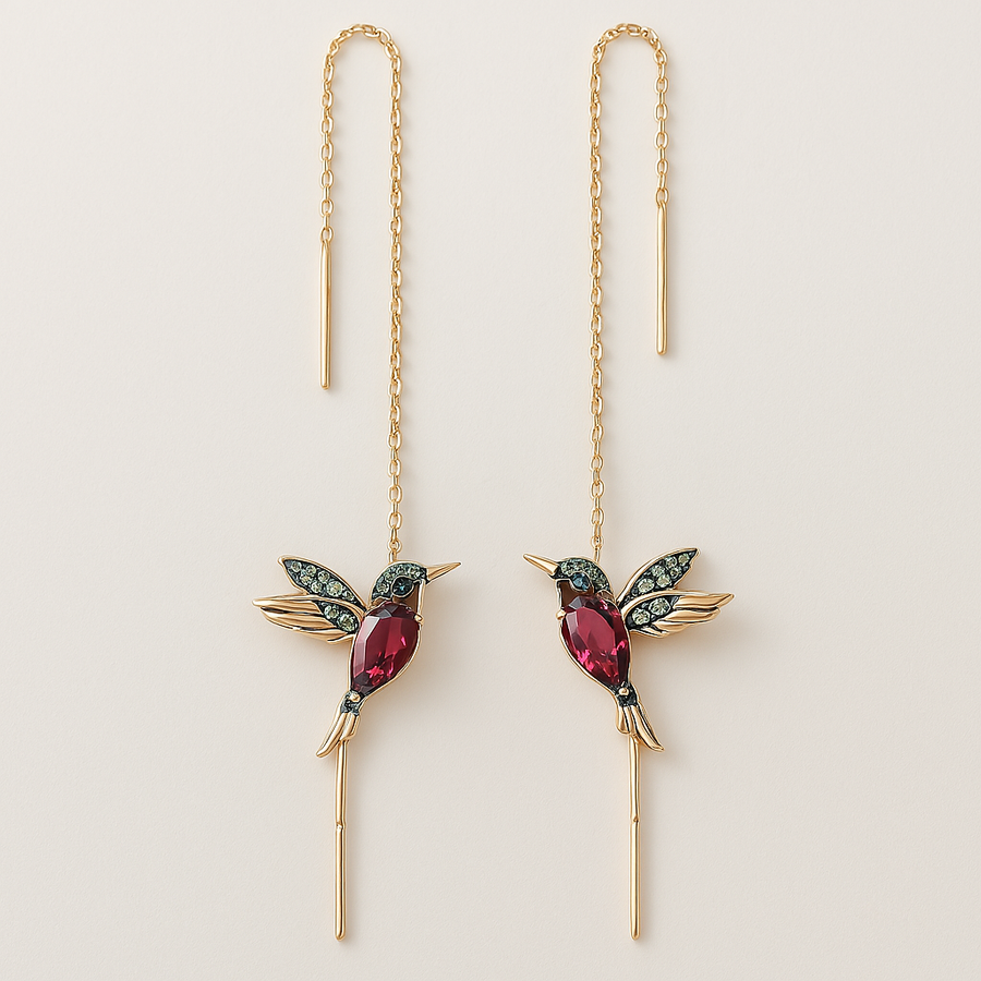 Boucles d'oreilles Colibri en émail et oxydes de zirconium