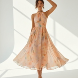 Fotografia profissional vestido floral pêssego