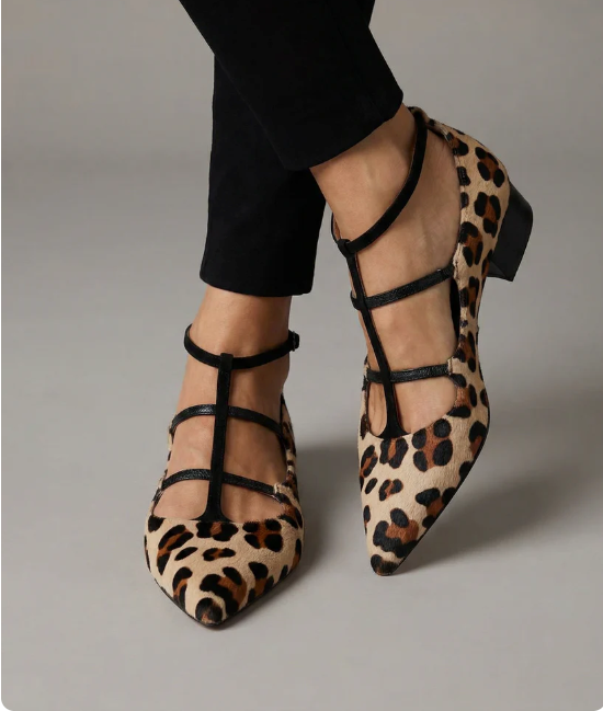 Francisca | Sapatos de Salto com Tira Leopardo