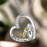 Collier en argent sterling 925 – Motif cœur et chien avec zircone