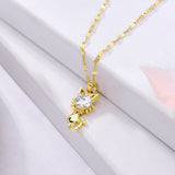 Collier chat plaqué or avec zircon