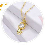 Collier chat plaqué or avec zircon
