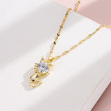 Collier chat plaqué or avec zircon