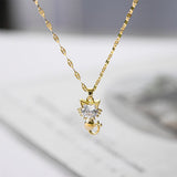 Collier chat plaqué or avec zircon