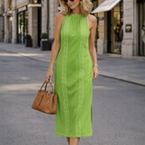 Green Lace Halter Midi Dress – Editorial Fashion