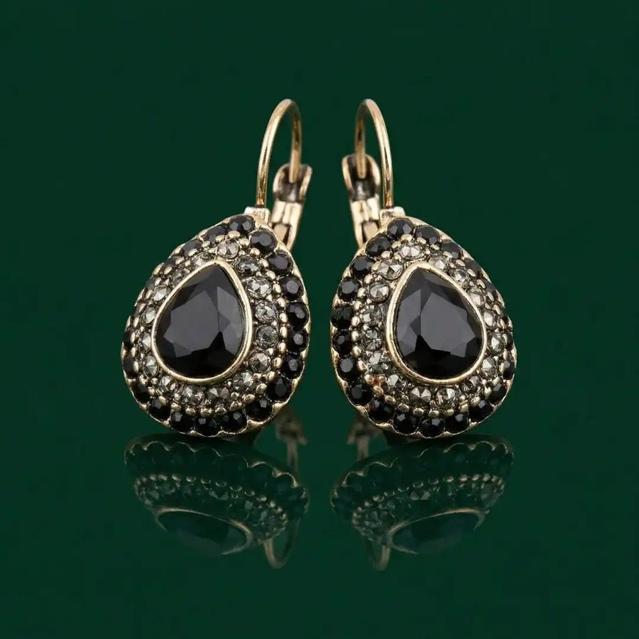 Brincos Pendentes Pedra Turquesa Dourados