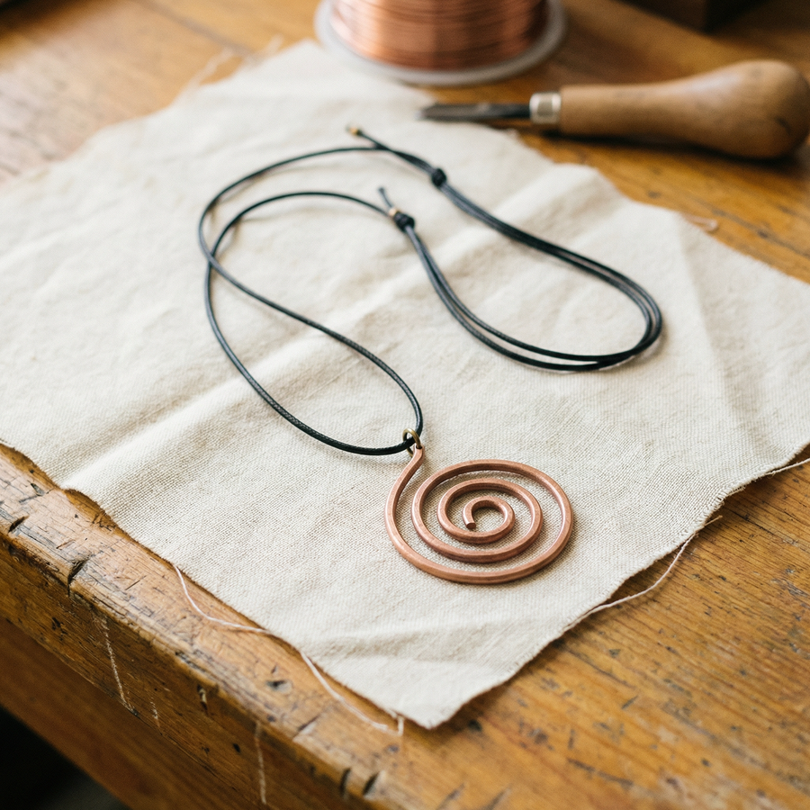 Colar em Cobre com Espiral