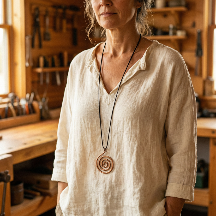 Colar em Cobre com Espiral