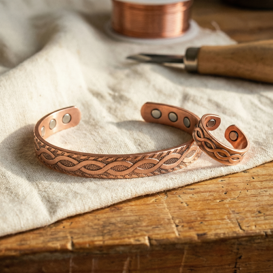 Conjunto em Cobre com Nó Gravado