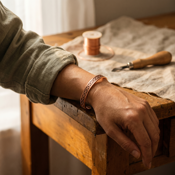 Pulseira em Cobre com Símbolo Infinito e Ímanes