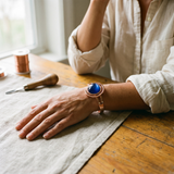 Pulseira Rígida em Cobre com Pedra Azul