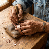 Pulseira em Cobre com Tratores Gravados