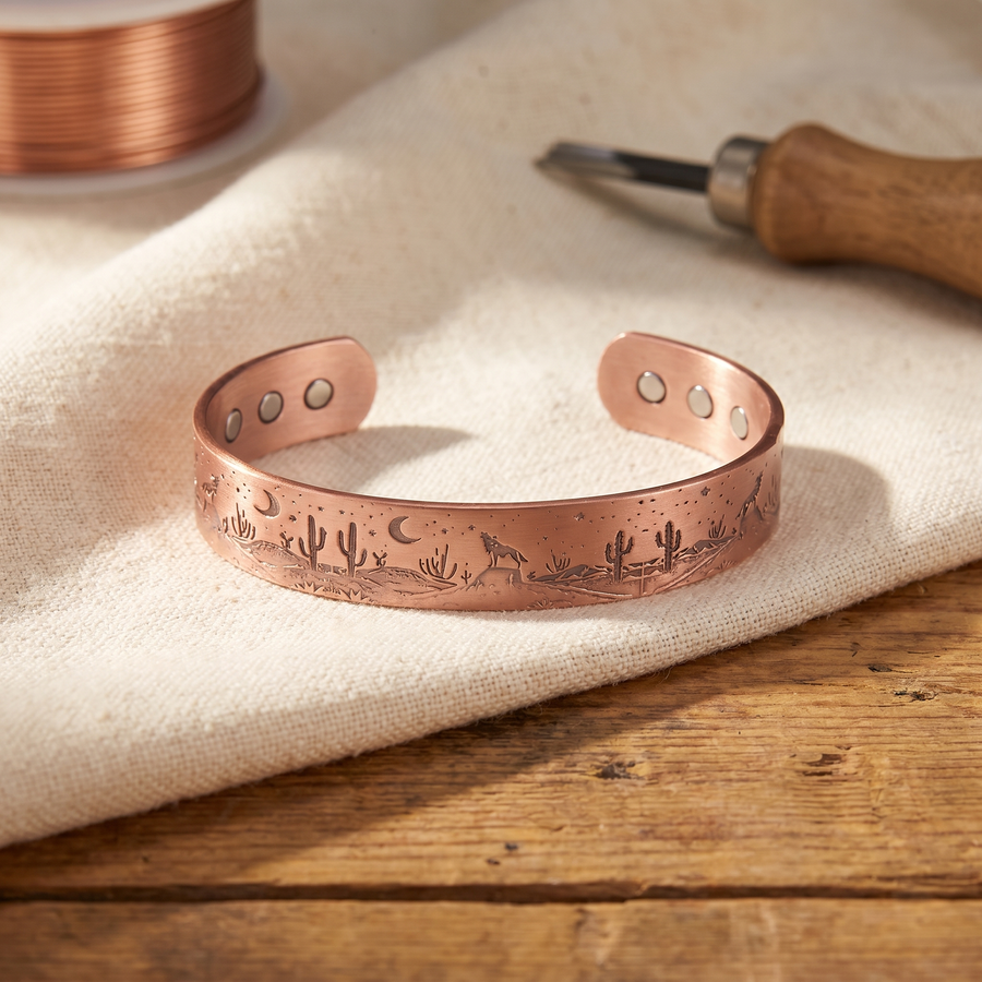 Pulseira em Cobre com Paisagem Gravada