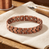 Pulseira de Elos em Cobre com Tijolo em Relevo | Homem