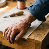 Pulseira de Elos Larga em Cobre com Pontos | Homem