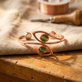 Pulseira em Cobre com Pedras Verdes