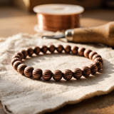 Pulseira de Contas em Cobre com Textura Riscada