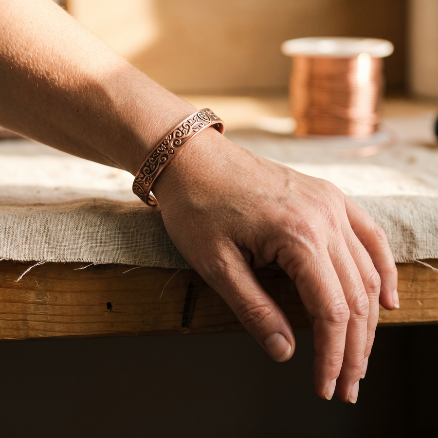 Pulseira em Cobre com Linhas Gravadas