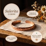 Pulseira em cobre com flores e videira gravadas, 100% cobre puro