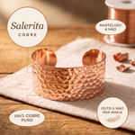 Pulseira rígida larga martelada em cobre puro