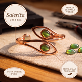 Pulseira em Cobre com Pedras Verdes
