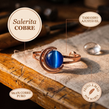 Pulseira Rígida em Cobre com Pedra Azul