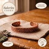 Pulseira em Cobre com Padrão Botânico e Ímanes
