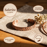 Pulseira em Cobre com Videira Gravada e Ímanes