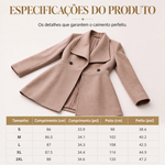 Especificações do produto — medidas por tamanho