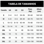 Tabela de tamanhos — peso em kg e altura em cm