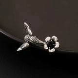 Bague Colibri et Fleur – Bague Ouverte Ajustable pour Femme