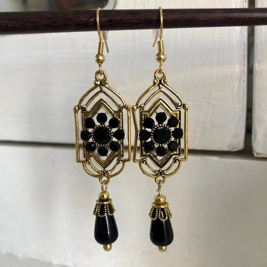 Brincos Pendentes Cristal Preto