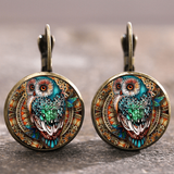 Boucles d'oreilles hibou vintage en cristal arrondi